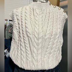 LOFT Cream Cable Knit Turtleneck Sweater
